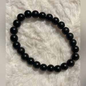 Black Matte Onyx Bracelet Natural Crystal Stones 7”
